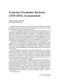 Francisco Fernández Turienzo (1929-2015). In memoriam / Pablo García Castillo | Biblioteca Virtual Miguel de Cervantes