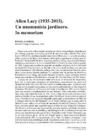 Allen Lacy (1935-2015). Un unamunista jardinero. In memoriam / Rafael Chabrán | Biblioteca Virtual Miguel de Cervantes