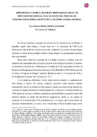 José Ortega y Gasset: "De Europa meditatio quaedam", un impulso fundamental para el inicio del proceso de integración europea después de la Segunda Guerra Mundial / Luis Alberto Moratinos Lagartos | Biblioteca Virtual Miguel de Cervantes