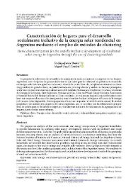 Caracterización de hogares para el desarrollo socialmente inclusivo de la energía solar residencial en Argentina mediante el empleo de métodos de clustering / Rodrigo Javier Durán ; Miguel Ángel Condorí | Biblioteca Virtual Miguel de Cervantes