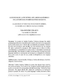 Alegorías de la escritura: del signo al símbolo en la poesía de Andrés Sánchez Robayna / Pablo Romero Velasco | Biblioteca Virtual Miguel de Cervantes