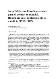 Jorge Millás un filósofo relevante para el pensar en español. Homenaje en el centenario de su natalicio (1917-1982) / Álex Ibarra Peña | Biblioteca Virtual Miguel de Cervantes