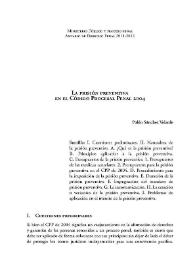 La prisión preventiva en el Código Procesal Penal 2004 / Pablo Sánchez Velarde | Biblioteca Virtual Miguel de Cervantes