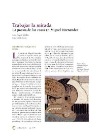 Trabajar la mirada: la poesía de las cosas en Miguel Hernández / Luis Bagué Quílez | Biblioteca Virtual Miguel de Cervantes