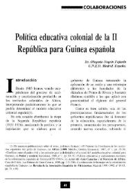 Política educativa colonial de la II República para Guinea española / Olegario Negrín Fajardo | Biblioteca Virtual Miguel de Cervantes