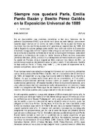 Siempre nos quedará París, Emilia Pardo Bazán y Benito Peréz Galdós en la Exposición Universal de 1889 / por Ermitas Penas | Biblioteca Virtual Miguel de Cervantes