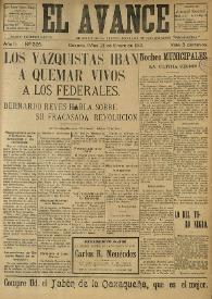 El Avance : diario independiente. Miembro de la prensa asociada de los estados: "pro-patria". Año II, núm. 326, 21 de enero de 1912 | Biblioteca Virtual Miguel de Cervantes