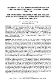 La II República y el estatuto orgánico de los territorios españoles del Golfo de Guinea / José Luis Bibang Ondo Eyang | Biblioteca Virtual Miguel de Cervantes