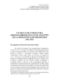 Un siglo de literatura hispanoamericana en el "Boletín de la Biblioteca de Menéndez Pelayo" / Teodosio Fernández | Biblioteca Virtual Miguel de Cervantes