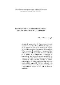 La imputación de responsabilidad penal para los directores de las empresas  / Mariella Valcárcel Angulo | Biblioteca Virtual Miguel de Cervantes