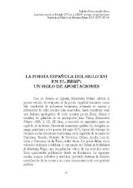 La poesía española del siglo XVI en el BBMP. Un siglo de aportaciones / Soledad Pérez Abadín | Biblioteca Virtual Miguel de Cervantes