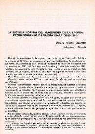 La Escuela Normal del Magisterio de La Laguna. Establecimiento y primera etapa (1849-1866) / Olegario Negrín Fajardo | Biblioteca Virtual Miguel de Cervantes