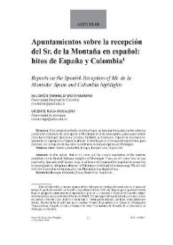 Apuntamientos sobre la recepción del Sr. de la Montaña en español: hitos de España y Colombia / Salomón Verhelst Montenegro y Vicente Raga Rosaleny | Biblioteca Virtual Miguel de Cervantes