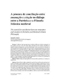 A procura de conciliação entre "emanação e criação" no diálogo entre a Patrística e a Filosofia Islâmica medieval  / Samuel Dimas | Biblioteca Virtual Miguel de Cervantes