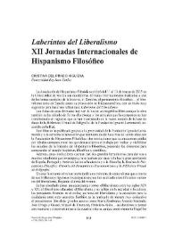 "Laberintos del Liberalismo". XII Jornadas Internacionales de Hispanismo Filosófico  / Cristina del Prado Higuera | Biblioteca Virtual Miguel de Cervantes