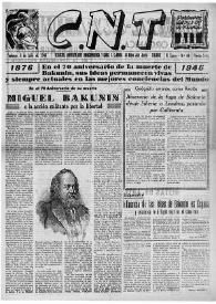 CNT : Boletín Interior del Movimiento Libertario Español en Francia. Segunda época, núm. 66, 6 de julio de 1946 | Biblioteca Virtual Miguel de Cervantes