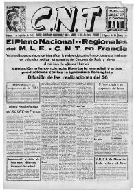 CNT : Boletín Interior del Movimiento Libertario Español en Francia. Segunda época, núm. 75, 7 de septiembre de 1946 | Biblioteca Virtual Miguel de Cervantes