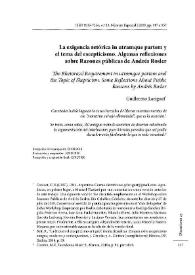 La exigencia retórica in utramque partem y el tema del escepticismo. Algunas reflexiones sobre "Razones públicas" de Andrés Rosler  / Guillermo Lariguet | Biblioteca Virtual Miguel de Cervantes