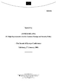 Speech by Javier Solana, EU High Representative for the Common Foreign and Security Policy,  "The Sound of Europe Conference". Salzburg, 27 January 2006 | Biblioteca Virtual Miguel de Cervantes