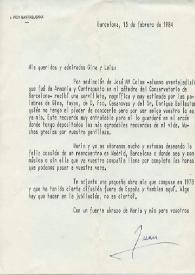 Carta mecanografiada de Pich Santasusana, Juan a Luis Galve. 1984-02-15 | Biblioteca Virtual Miguel de Cervantes