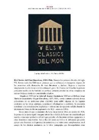 Els Clàssics del Món [colección de la Editorial Barcino] (Barcelona, 1930-1936) [Semblanza] / Judith Fontcuberta Famadas | Biblioteca Virtual Miguel de Cervantes