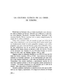 La cultura clásica en la crisis de Europa / Isidoro Muñoz Valle | Biblioteca Virtual Miguel de Cervantes