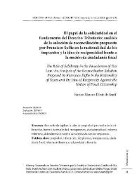 El papel de la solidaridad en el fundamento del Derecho Tributario: análisis de la solución de reconciliación propuesta por Francsico Saffie en la racionalidad de los impuestos y la idea de reciprocidad frente a la noción de ciudadanía fiscal / Eurico Diniz De Santi  | Biblioteca Virtual Miguel de Cervantes