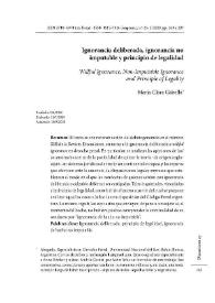 Ignorancia deliberada, ignorancia no imputable y principio de legalidad / María Clara Gabella | Biblioteca Virtual Miguel de Cervantes