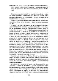 Gonzalo del Valle, Luis T. : "El teatro de Federico García Lorca y otros ensayos sobre literatura española e hispanoamericana". Society of Spanish and Spanish-American Studies, Estados Unidos, 1980 [Reseña] / Manuel Benavides | Biblioteca Virtual Miguel de Cervantes