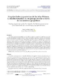 Singularidades toponímicas de las islas Pitiusas. La mediterraneidad de un paisaje insular a través de los nombres geográficos / Antoni Ordinas Garau, Jaume Binimelis Sebastián | Biblioteca Virtual Miguel de Cervantes