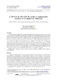 Criterios de elección de centro y segregación escolar en la ciudad de Valencia / Félix Fajardo Magraner, Julia Salom Carrasco, María Dolores Pitarch Garrido | Biblioteca Virtual Miguel de Cervantes