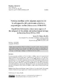 Noticias inéditas sobre algunos aspectos de la salvaguardia del patrimonio artístico y arqueológico en Barcelona entre 1936-1945 / Santos M. Mateos Rusillo | Biblioteca Virtual Miguel de Cervantes