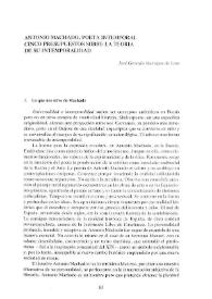 Antonio Machado, poeta intemporal. Cinco presupuestos sobre la teoría de su intemporalidad / José Gerardo Manrique de Lara | Biblioteca Virtual Miguel de Cervantes