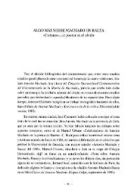 Algo más sobre Machado en Baeza. "Cantares", un poema en el olvido / Dámaso Chicharro      | Biblioteca Virtual Miguel de Cervantes