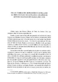 De las tierras del romancero castellano al nido andaluz de gavilanes: los años de Antonio Machado en Baeza (1912-1919) / Amelia Correa Ramón | Biblioteca Virtual Miguel de Cervantes