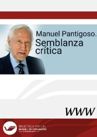 Manuel Pantigoso. Semblanza crítica / Elena Zurrón Rodríguez | Biblioteca Virtual Miguel de Cervantes