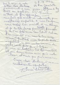 Original manuscrito de Viñes Soto, Elvira a Brody, Elaine. 1972-12-08 | Biblioteca Virtual Miguel de Cervantes