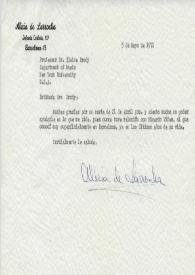 Original manuscrito de Larrocha, Alicia a Brody, Elaine. 1971-05-05 | Biblioteca Virtual Miguel de Cervantes