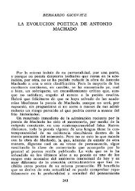 La evolución poética de Antonio Machado / Por Bernardo Gicovate | Biblioteca Virtual Miguel de Cervantes