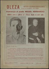 Oleza. Homenaje al poeta Miguel Hernández. Edición extraordinaria | Biblioteca Virtual Miguel de Cervantes