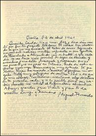 Carta de Miguel Hernández a Carlos Rodríguez Spiteri. Ocaña, 24 de abril de 1941 | Biblioteca Virtual Miguel de Cervantes