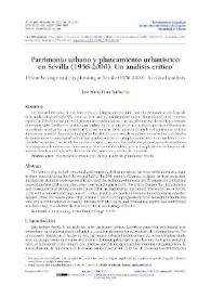 Patrimonio urbano y planeamiento urbanístico en Sevilla (1956-2000). Un análisis crítico / José María Feria Toribio | Biblioteca Virtual Miguel de Cervantes