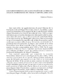 Historia personal de la recepción de la obra de Miguel Hernández en Italia y España (1960-1970)  / Gabriele Morelli | Biblioteca Virtual Miguel de Cervantes