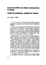 La guerra de 1936 en la historia contemporánea de España. Intento de orientación y problema de fuentes / por Pierre Vilar | Biblioteca Virtual Miguel de Cervantes