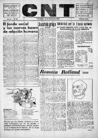 CNT : Órgano Oficial del Comité Nacional del Movimiento Libertario en Francia [Primera época]. Año II, núm. 19, 20 de enero de 1945 | Biblioteca Virtual Miguel de Cervantes