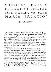 Sobre la fecha y circunstancias del poema "A José María Palacio" / Por Carlos Beceiro | Biblioteca Virtual Miguel de Cervantes