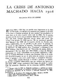 La crisis de Antonio Machado hacia 1926 / Por Justina Ruiz de Conde | Biblioteca Virtual Miguel de Cervantes