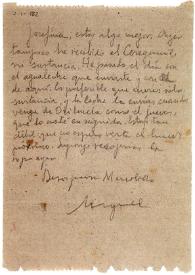 Carta de Miguel Hernández a Josefina Manresa. [Alicante. Reformatorio de Adultos, 1942] | Biblioteca Virtual Miguel de Cervantes