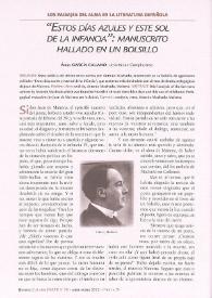 "Estos días azules y este sol de la infancia":  manuscrito hallado en un bolsillo / Ángel García Galiano | Biblioteca Virtual Miguel de Cervantes