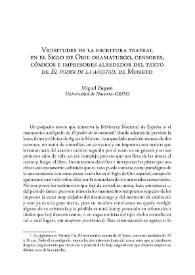 Vicisitudes de la escritura teatral en el Siglo de Oro: dramaturgo, censores cómicos e impresores alrededor del texto de "El poder de la amistad", de Moreto / Miguel Zugasti | Biblioteca Virtual Miguel de Cervantes